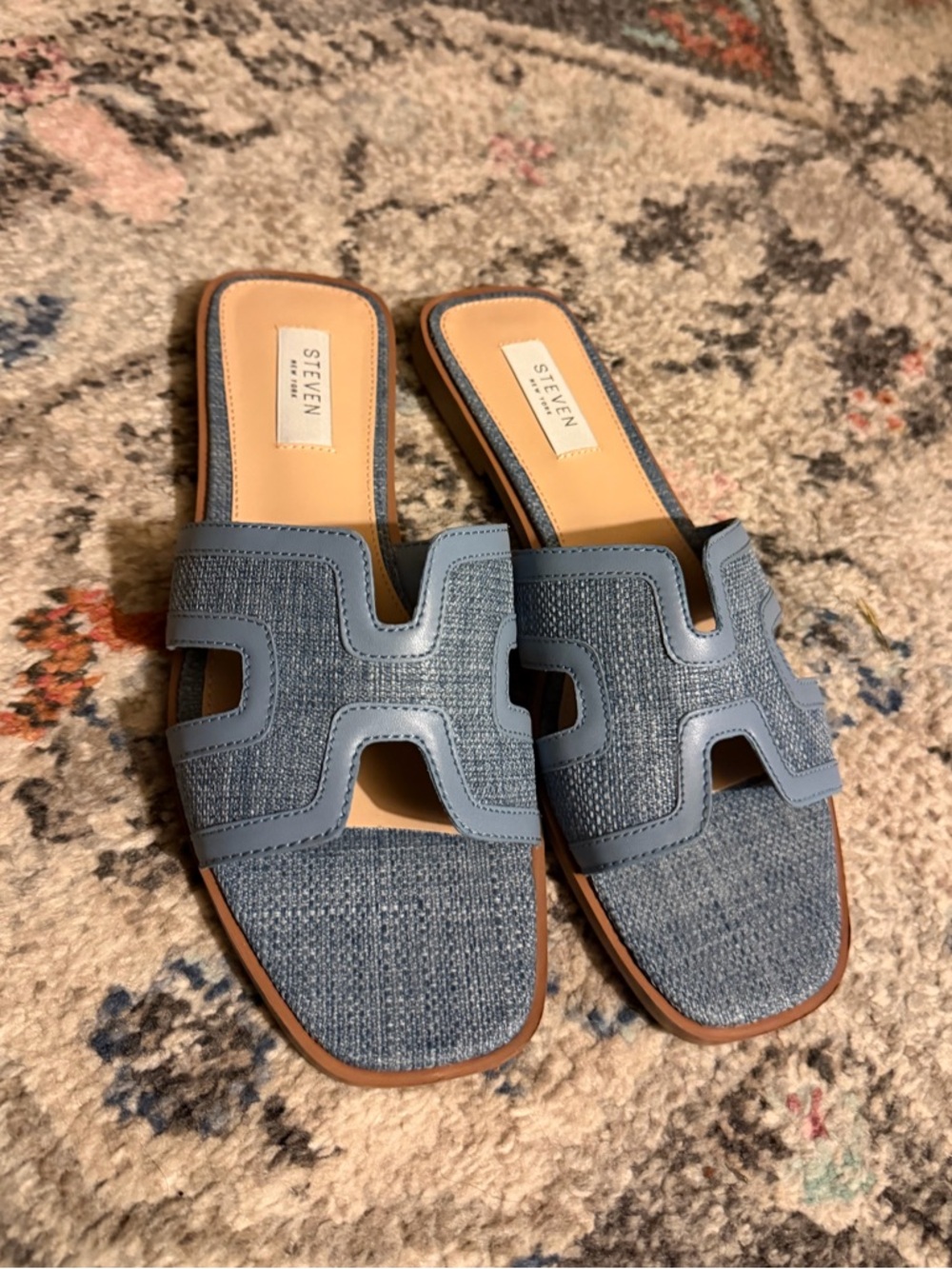 Steven by Steve Madden Eadie Canvas Sandal In Blue Size 8.5